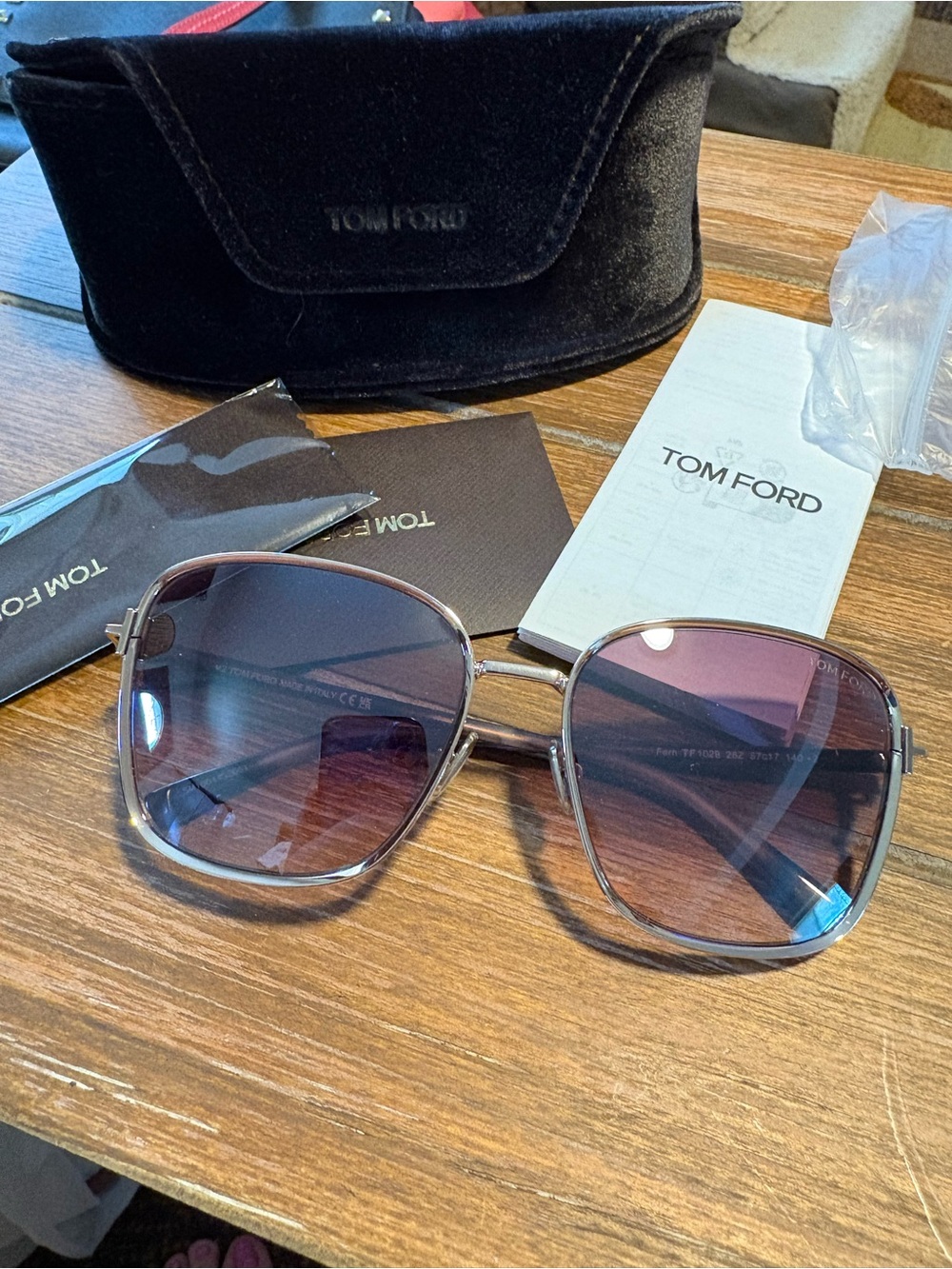Tom Ford Women's Gold Metal Frame Sunglasses with Gradient Brown Lenses